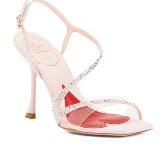 NEW ROGER VIVIER Made In Italy Leather Bling Heel Sandals PINK 5562tn - Picture 5 of 6